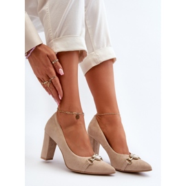 Zazoo 2453/OS Salón De Tacón Alto De Ante Con Corazón Capuchino beige 2
