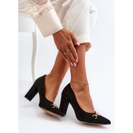 Zazoo 2453/OS Zapatos De Salón De Ante Con Tacón Y Corazón, Negro 3