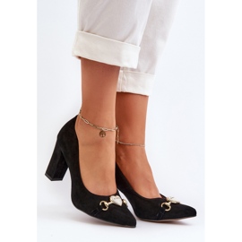 Zazoo 2453/OS Zapatos De Salón De Ante Con Tacón Y Corazón, Negro 4