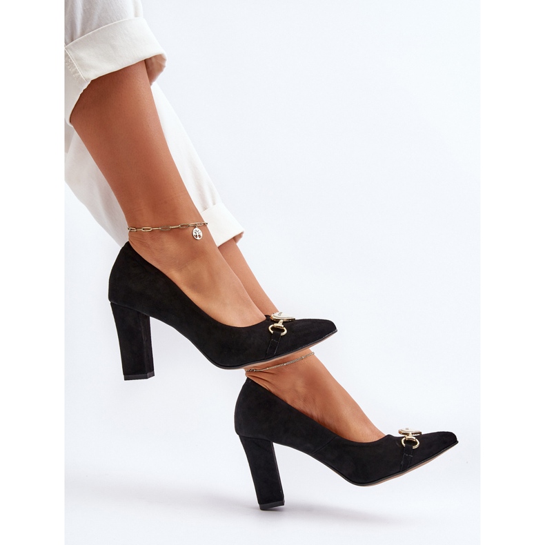 Zazoo 2453/OS Zapatos De Salón De Ante Con Tacón Y Corazón, Negro 2