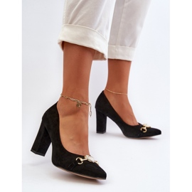 Zazoo 2453/OS Zapatos De Salón De Ante Con Tacón Y Corazón, Negro 5