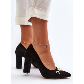 Zazoo 2453/OS Zapatos De Salón De Ante Con Tacón Y Corazón, Negro 7