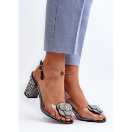 Sandalias Tacón Transparente Con Adornos S.Barski MR38-356 Negro incoloro 1