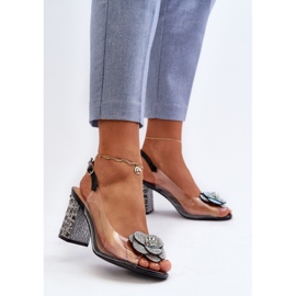 Sandalias Tacón Transparente Con Adornos S.Barski MR38-356 Negro incoloro 2