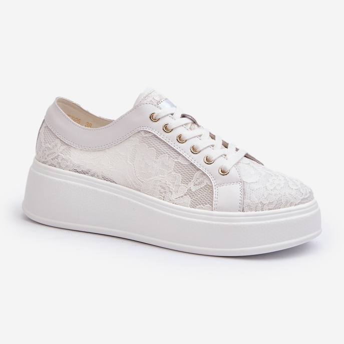 S.Barski Zapatillas de encaje de encaje en la plataforma S. Barski Hy51-059 White blanco 2 S.Barski Zapatillas de encaje de encaje en la plataforma S. Barski Hy51-059 White blanco 2