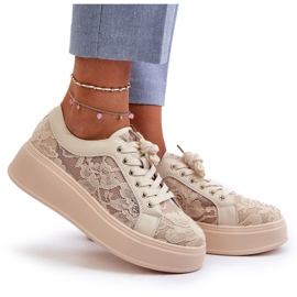 S.Barski Zapatillas de encaje de encaje en la plataforma S. Barski Hy51 beige 9