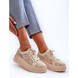 S.Barski Zapatillas de encaje de encaje en la plataforma S. Barski Hy51 beige 7