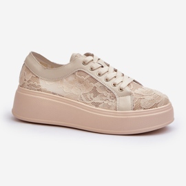 S.Barski Zapatillas de encaje de encaje en la plataforma S. Barski Hy51 beige 1