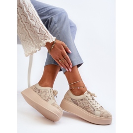 S.Barski Zapatillas de encaje de encaje en la plataforma S. Barski Hy51 beige 6