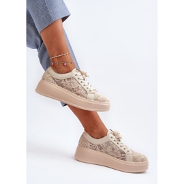 S.Barski Zapatillas de encaje de encaje en la plataforma S. Barski Hy51 beige 8