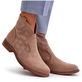 Botas Caladas De Mujer Con Tacón Plano Beige S.Barski HY66-151 11