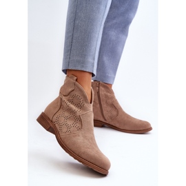 Botas Caladas De Mujer Con Tacón Plano Beige S.Barski HY66-151 5