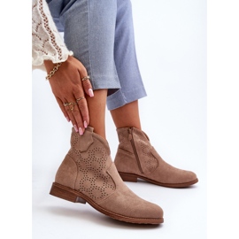 Botas Caladas De Mujer Con Tacón Plano Beige S.Barski HY66-151 10