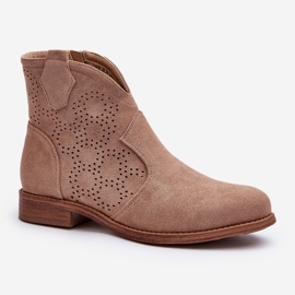 Botas Caladas De Mujer Con Tacón Plano Beige S.Barski HY66-151 3