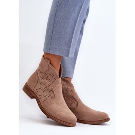 Botas Caladas De Mujer Con Tacón Plano Beige S.Barski HY66-151 4