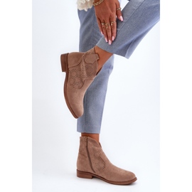 Botas Caladas De Mujer Con Tacón Plano Beige S.Barski HY66-151 7