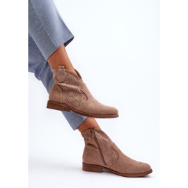 Botas Caladas De Mujer Con Tacón Plano Beige S.Barski HY66-151 8