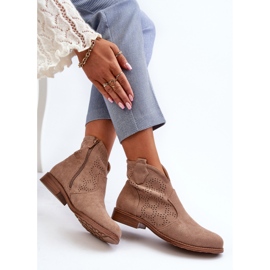 Botas Caladas De Mujer Con Tacón Plano Beige S.Barski HY66-151 9