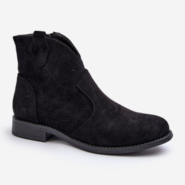 Botas de Mujer Caladas con Tacón Plano Negro S.Barski HY66-151 1