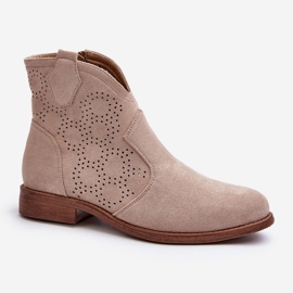 Botas de Mujer Caladas con Tacón Plano, Beige Claro S.Barski HY66-151 1