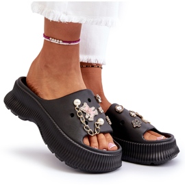 Chanclas De Mujer De Espuma Con Adornos Negro Afariana 9