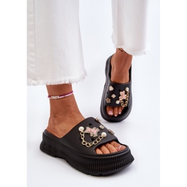 Chanclas De Mujer De Espuma Con Adornos Negro Afariana 3