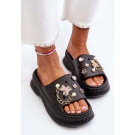 Chanclas De Mujer De Espuma Con Adornos Negro Afariana 5