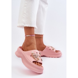 Chanclas de espuma para mujer con adornos, rosa Afariana rosado 3