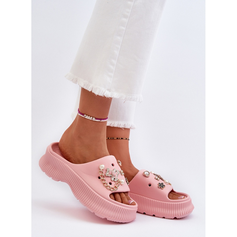 Chanclas de espuma para mujer con adornos, rosa Afariana rosado 2 Chanclas de espuma para mujer con adornos, rosa Afariana rosado 2