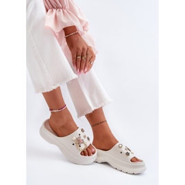 Chanclas de espuma para mujer con adornos, blanco Afariana 7