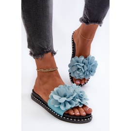 Chanclas de Mujer Decoradas con Flores, Azul Cellanen 4