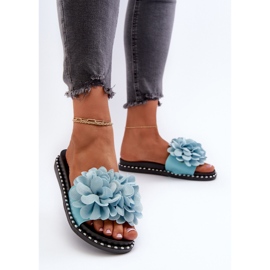 Chanclas de Mujer Decoradas con Flores, Azul Cellanen 3
