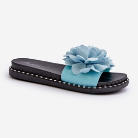 Chanclas de Mujer Decoradas con Flores, Azul Cellanen 1 Chanclas de Mujer Decoradas con Flores, Azul Cellanen 1
