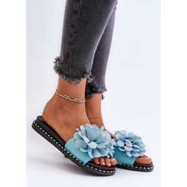 Chanclas de Mujer Decoradas con Flores, Azul Cellanen 2 Chanclas de Mujer Decoradas con Flores, Azul Cellanen 2