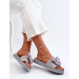 Chanclas De Mujer Con Adorno En Plataforma Baja, Gris Cedrella 9
