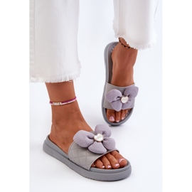 Chanclas De Mujer Con Adorno En Plataforma Baja, Gris Cedrella 5