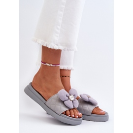 Chanclas De Mujer Con Adorno En Plataforma Baja, Gris Cedrella 3