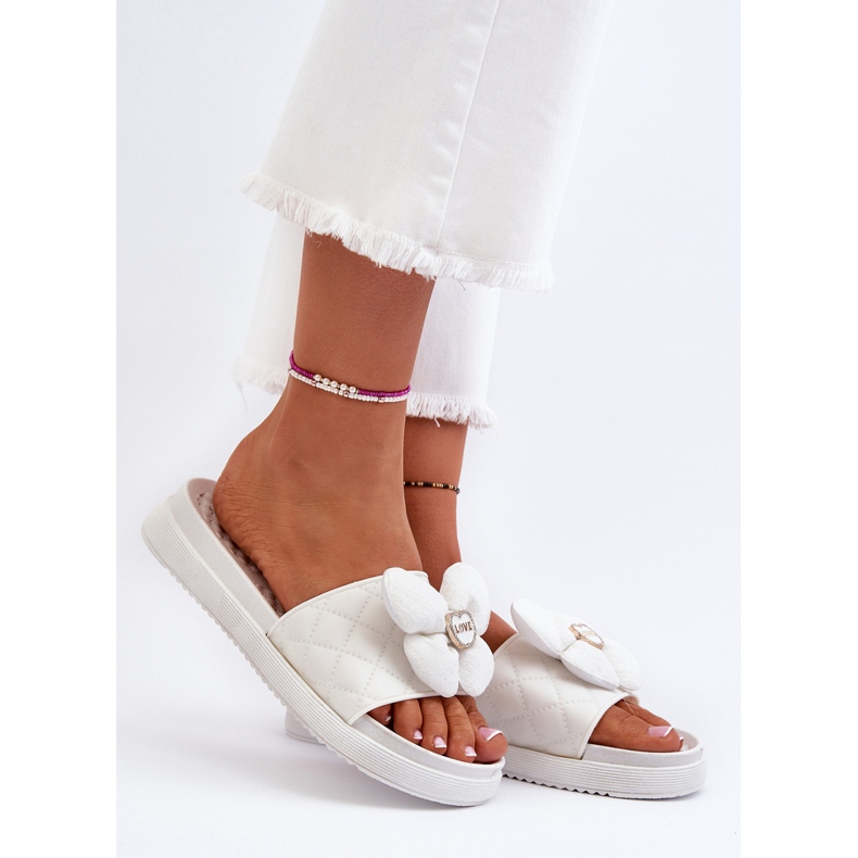 Chanclas de Mujer Cedrella Blancas con Adorno en Plataforma Baja blanco 2