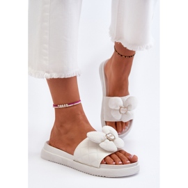 Chanclas de Mujer Cedrella Blancas con Adorno en Plataforma Baja blanco 4