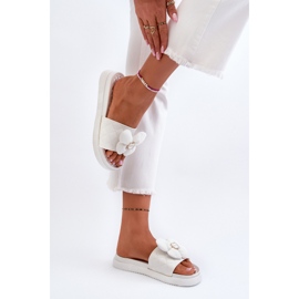Chanclas de Mujer Cedrella Blancas con Adorno en Plataforma Baja blanco 6