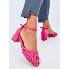Sandalia tacón bajo Kermel fucsia rosado 3