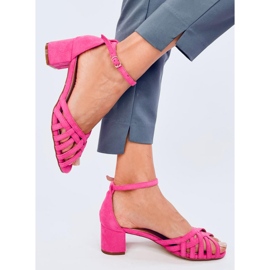 Sandalia tacón bajo Kermel fucsia rosado 4