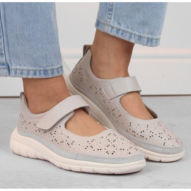 Zapatos mujer piel calada con velcro, beige Filippo DP6073 7