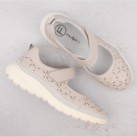 Zapatos mujer piel calada con velcro, beige Filippo DP6073 4