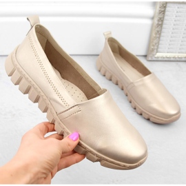 Zapato slip-on mujer cómodo piel dorado Helios 405.27 beige 1