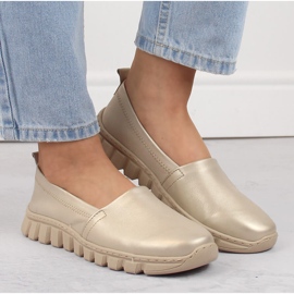 Zapato slip-on mujer cómodo piel dorado Helios 405.27 beige 7