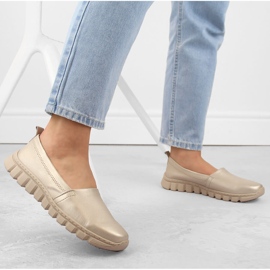 Zapato slip-on mujer cómodo piel dorado Helios 405.27 beige 6
