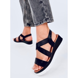 Sandalias cuña Caden negras negro 3