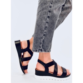 Sandalias cuña Caden negras negro 4