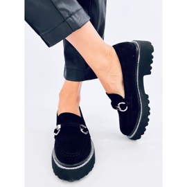 Mocasines Sheady de ante negro con suela alta 2